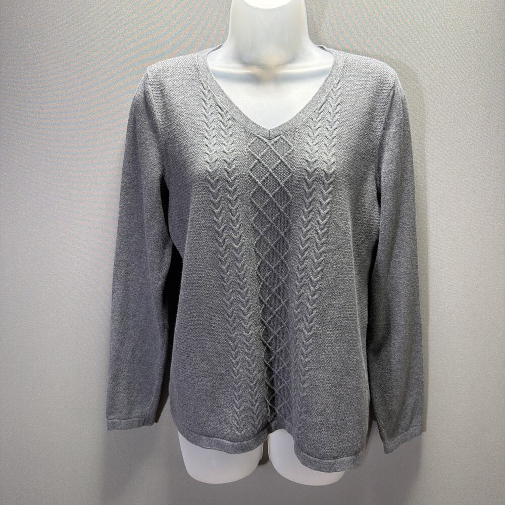 Talbot's Lightweight Gray Sweater, Women Size Medium Petite , V Neck